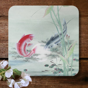 Dessous-de-verre Carré En Papier Poisson Koi avec Lotus