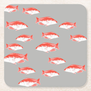Dessous-de-verre Carré En Papier Poisson rouge et gris