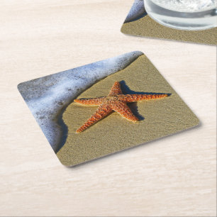 Dessous-de-verre Carré En Papier Poisson unique sur la plage