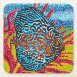 Dessous-de-verre Carré En Papier Poissons tropicaux brillants II