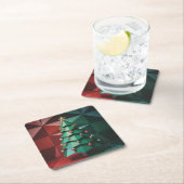 Dessous-de-verre Carré En Papier  Polygonal Christmas Tree In Room Coaster Set (En situation)