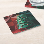 Dessous-de-verre Carré En Papier  Polygonal Christmas Tree In Room Coaster Set (Incliné)