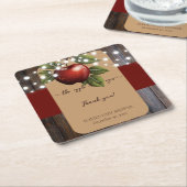 Dessous-de-verre Carré En Papier Pomme de notre oeil Baby shower d'automne rustique (Incliné)