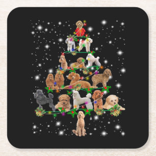 Dessous-de-verre Carré En Papier Poodle Arbre De Noël Couvert De Lampe De Feu
