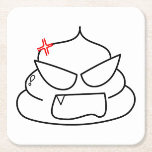 Dessous-de-verre Carré En Papier Poop en colère - Brootsch le PooPoo