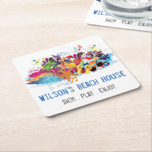 Dessous-de-verre Carré En Papier Pop Art personnalisé Dessous de verre de plage d'é