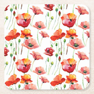 Dessous-de-verre Carré En Papier Poppy Blossom : Simple Arrière - plan sans couture