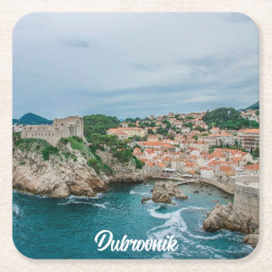Dessous-de-verre Carré En Papier Port et centre-ville de Dubrovnik cacao en papier 