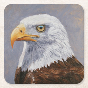 Dessous-de-verre Carré En Papier Portrait de Bald Eagle