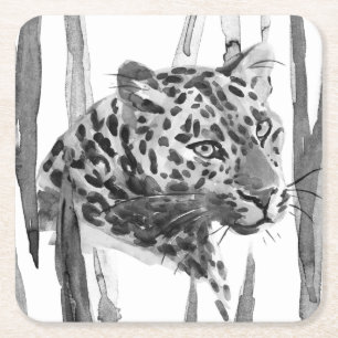 Dessous-de-verre Carré En Papier Portrait de Cheetah