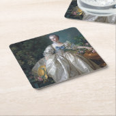 Dessous-de-verre Carré En Papier Portrait de Madame Bergeret, Boucher (Incliné)