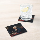 Dessous-de-verre Carré En Papier Portrait de pouce, Benjamin Franklin Père fondateu (En situation)