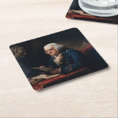 Dessous-de-verre Carré En Papier Portrait de pouce, Benjamin Franklin Père fondateu (Incliné)