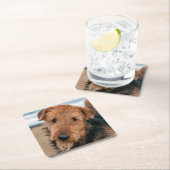 Dessous-de-verre Carré En Papier Portrait d'un Airedale Terrier (En situation)