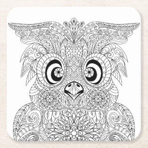 Dessous-de-verre Carré En Papier Portrait inspiré de hibou