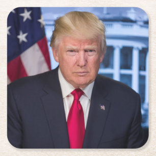 Dessous-de-verre Carré En Papier Portrait officiel de Donald Trump à la présidence