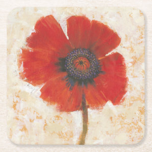 Dessous-de-verre Carré En Papier Portrait rouge de pavot