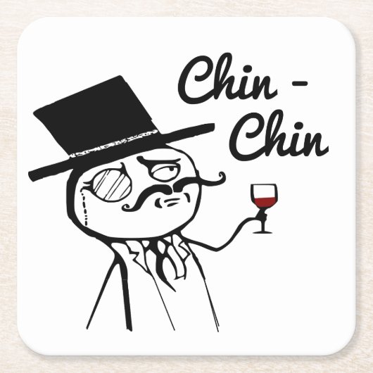 Dessous-de-verre Carré En Papier Posh Chap Avec Haut Chapeau Vin Toast Chin (Devant)