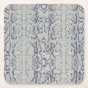 Dessous-de-verre Carré En Papier Poster de animal de peau de serpent gris et bleu
