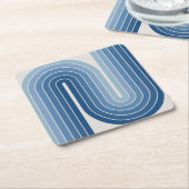 Dessous-de-verre Carré En Papier Poster de conception à double arc géométrique rétr (Incliné)