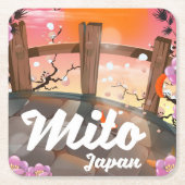 Dessous-de-verre Carré En Papier Poster en fleurs de Mito Japon. (Devant)
