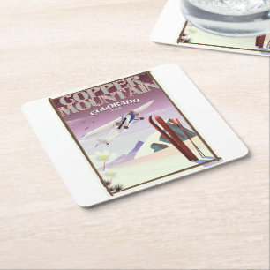 Dessous-de-verre Carré En Papier Poster vintage de cuivre du Colorado de montagne