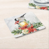 Dessous-de-verre Carré En Papier Poulet d'aquarelle (Incliné)