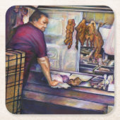 Dessous-de-verre Carré En Papier Poulet ensoleillé, Singapour (Devant)