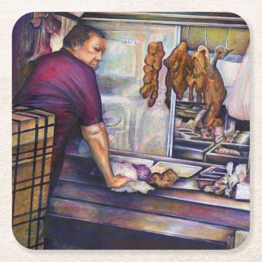 Dessous-de-verre Carré En Papier Poulet ensoleillé, Singapour (Devant)