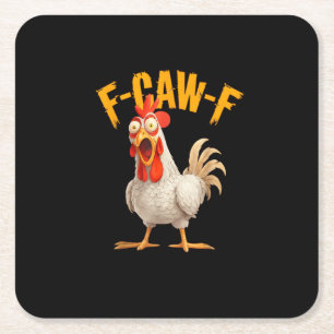 Dessous-de-verre Carré En Papier Poulet F-Awk-F drôle F-Caw-F Coq Pun Rétro Vi
