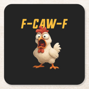 Dessous-de-verre Carré En Papier Poulet F-Caw-F Poulet drôle F-Caw-F Gear Vintage