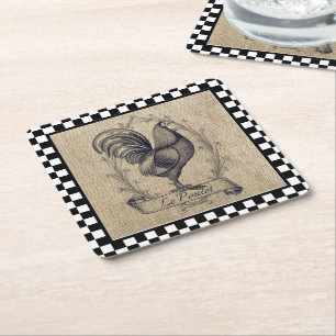 Dessous-de-verre Carré En Papier Poulet français vintage sur tableau de bord