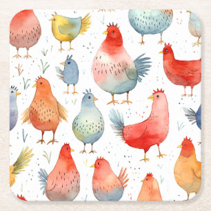 Dessous-de-verre Carré En Papier Poulets d'élevage