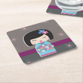 Dessous-de-verre Carré En Papier Poupée Kokeshi (Incliné)