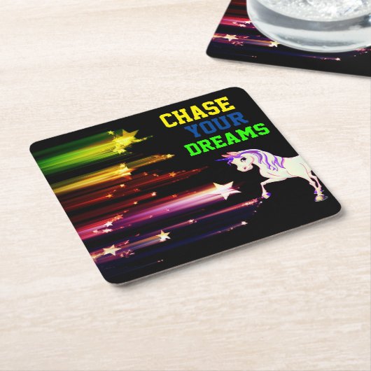 Dessous-de-verre Carré En Papier Poursuivez vos rêves (Incliné)