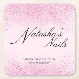 Dessous-de-verre Carré En Papier Poussière de Parties scintillant rose chatoyante