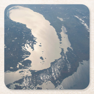Dessous-de-verre Carré En Papier Poutres Sunglint Au Bord Du Lac Michigan