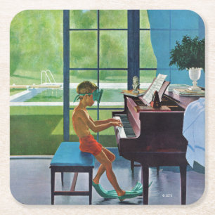 Dessous-de-verre Carré En Papier Pratique en matière de piano de Poolside