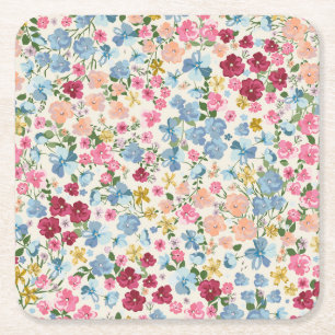 Dessous-de-verre Carré En Papier pré du milieu de l'été, motif plante en fleurs.