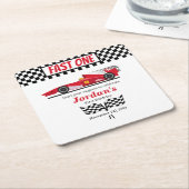 Dessous-de-verre Carré En Papier Premier Anniversaire Red Race Car Fast One (Incliné)