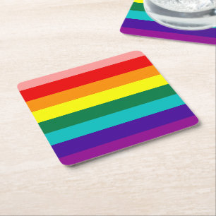 Dessous-de-verre Carré En Papier Premier drapeau de la Rainbow Pride