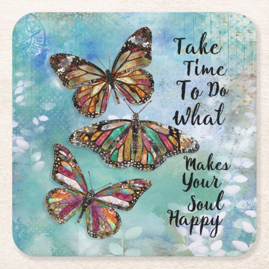 Dessous-de-verre Carré En Papier Prendre du temps (Devant)