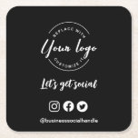 Dessous-de-verre Carré En Papier Prenons le logo social Social Media website QR cod<br><div class="desc">"Let's Get Social !" est le cri de ralliement pour les entreprises qui cherchent à se connecter avec leurs clients via les médias sociaux et à conduire le trafic vers leur site web. Notre Logo Social Let's Get Social Media Website Carré Business dessous de verre est conçu avec simplicité et...</div>