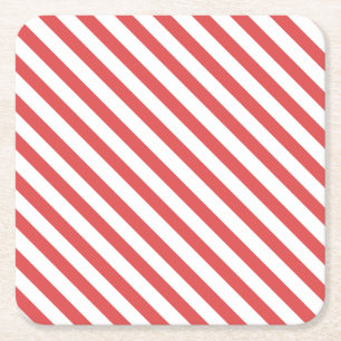 Dessous-de-verre Carré En Papier Préppy Red & White Stripes - Dessous de verre