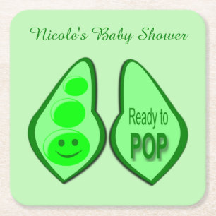 Dessous-de-verre Carré En Papier Prêt à couper le Baby shower de pois verts