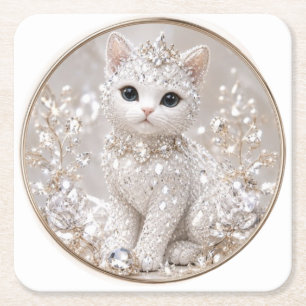 Dessous-de-verre Carré En Papier Princesse Diamant Époustouflante Chat Luxe de Ha