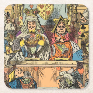 Dessous-de-verre Carré En Papier Procès d'Alice du Valet de Cœur Vintage