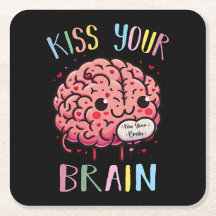Dessous-de-verre Carré En Papier Professeur embrasse ton cerveau