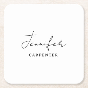 Dessous-de-verre Carré En Papier Professionnel élégant moderne minimaliste ajouter 