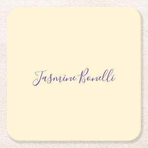 Dessous-de-verre Carré En Papier Professionnel Minimaliste Moderne Couleur Beige Pa